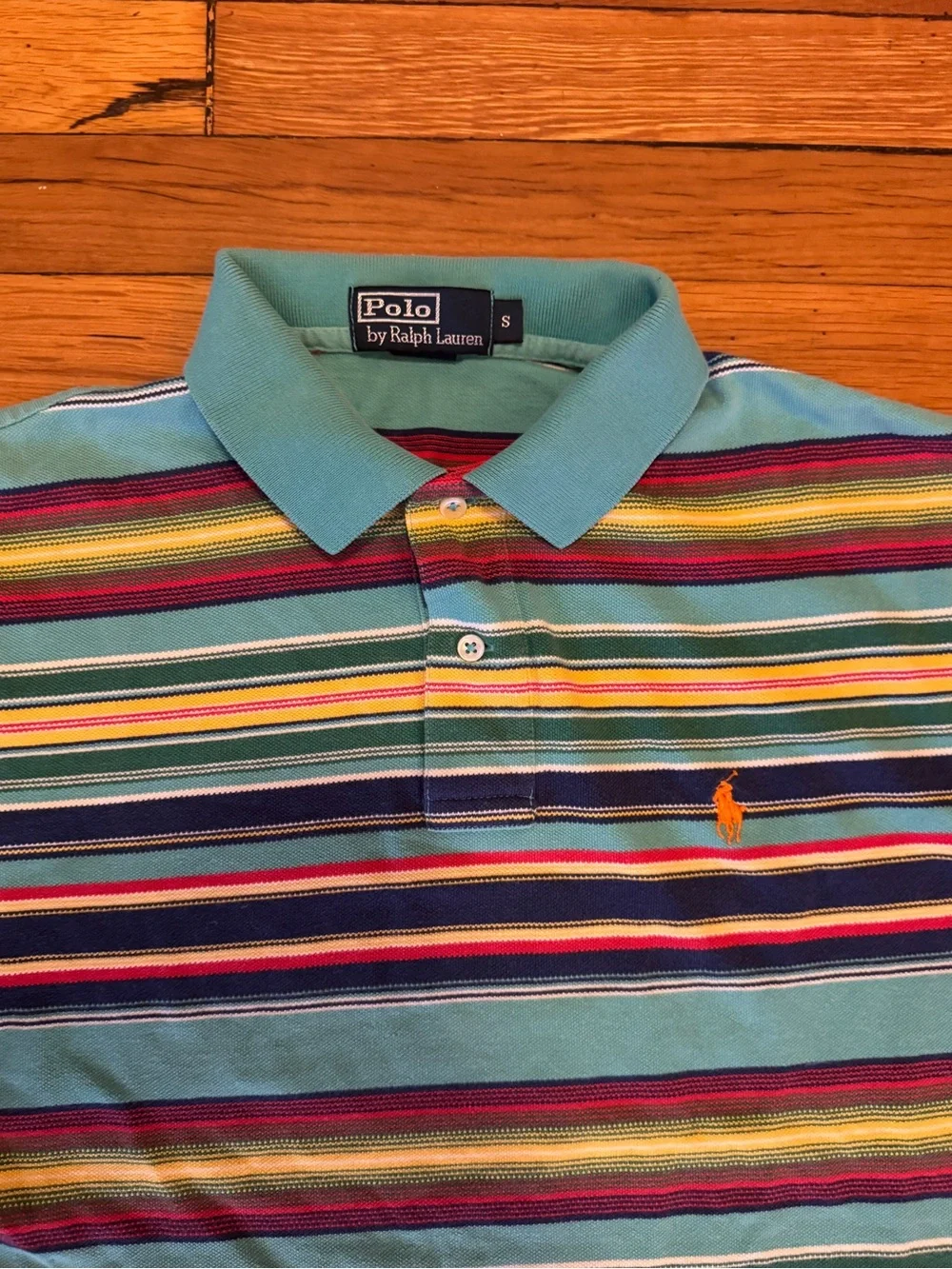 Classic Ralph Lauren Aqua Multi-Stripe Short-Sleeve Polo